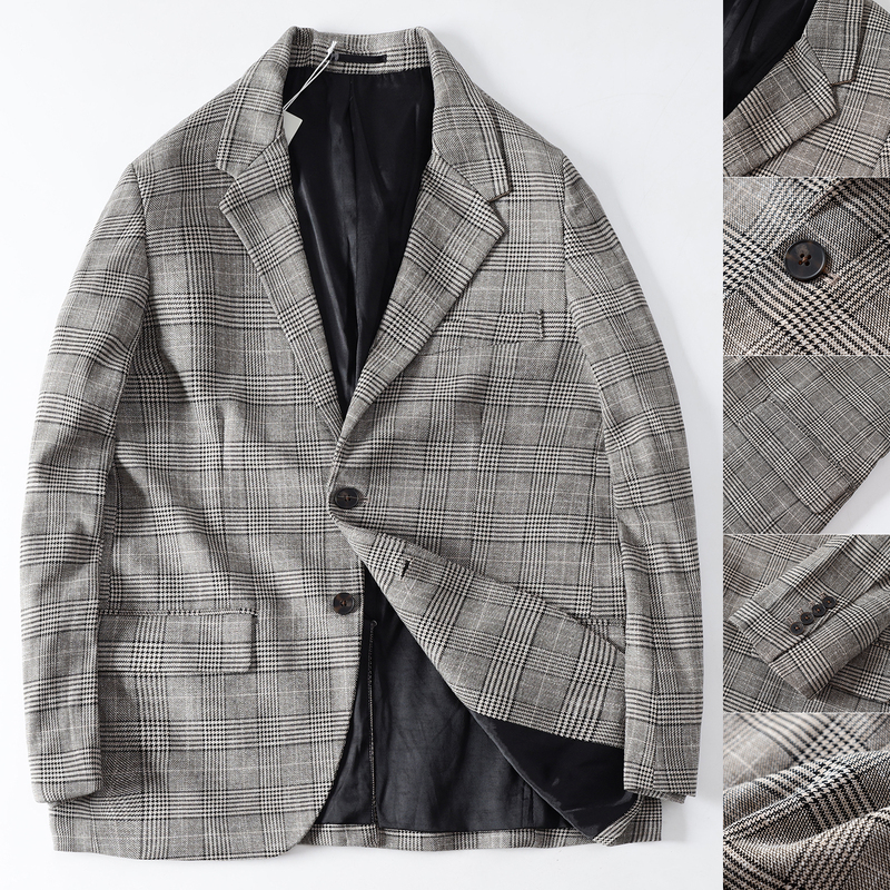 Poland 89 Euros Double-Ply Yarn Color-Spun Jacquard Autumn Men's Casual British Prince Plaid Suit Jacket Poland 89 Euros Double-Ply Yarn Color-Spun Jacquard Autumn Men's Casual British Prince Plaid Suit Jacket