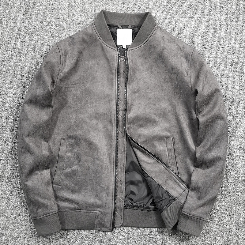 Spain Pure Source Stretch Suede Spring Thin Men's Baseball Collar Casual Jacket Versatile Jacket Tide