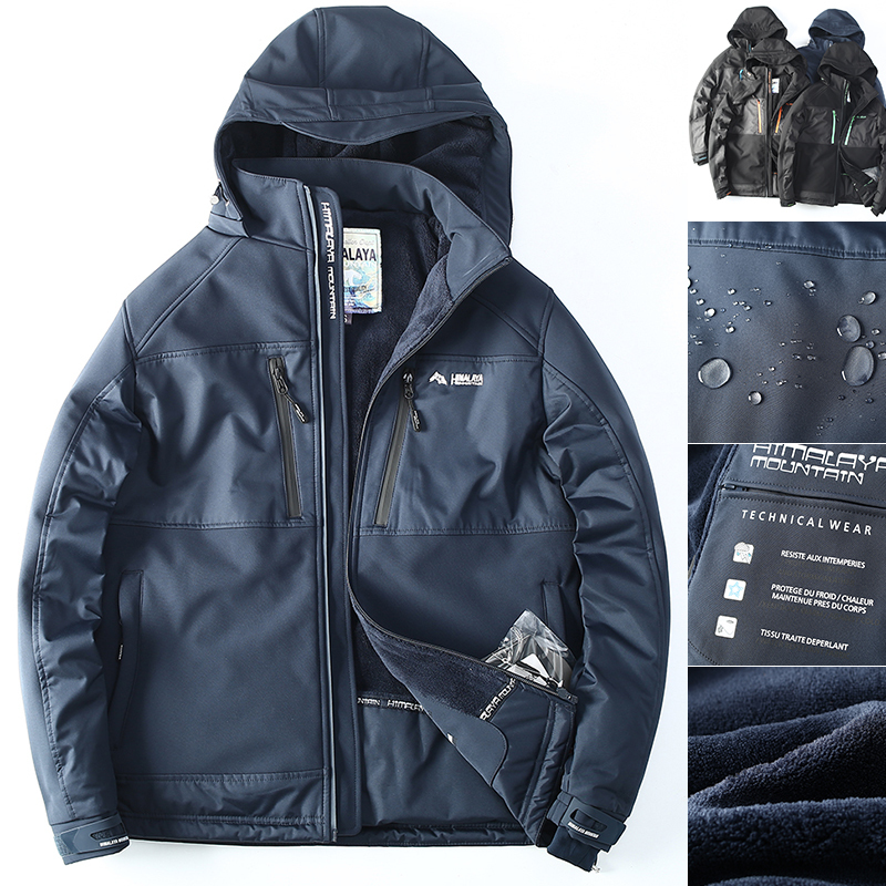 Norwegian Snow Mountain Adventure Outdoor Waterproof Thickened Warm Soft Shell Jacket Winter Men's Fleece-Lined Assault Jacket Cotton Coat