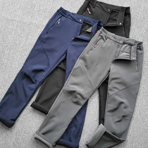 Professional-grade three-dimensional tailoring velvet outdoor soft-shell assault pants for men waterproof warm and thickened casual trousers