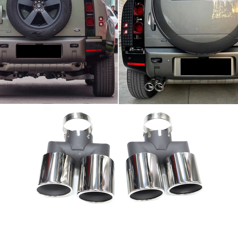 Suitable for 20 to 22 new Land Rover Defender tailpipe retrofit bilateral four-out stainless steel tailpipes