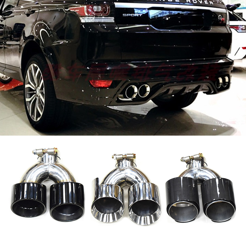 Suitable for 12-21 road tiger Range Rover Sport exhaust pipe retrofit SVR titanium black carbon fiber 4 out square tailpipe