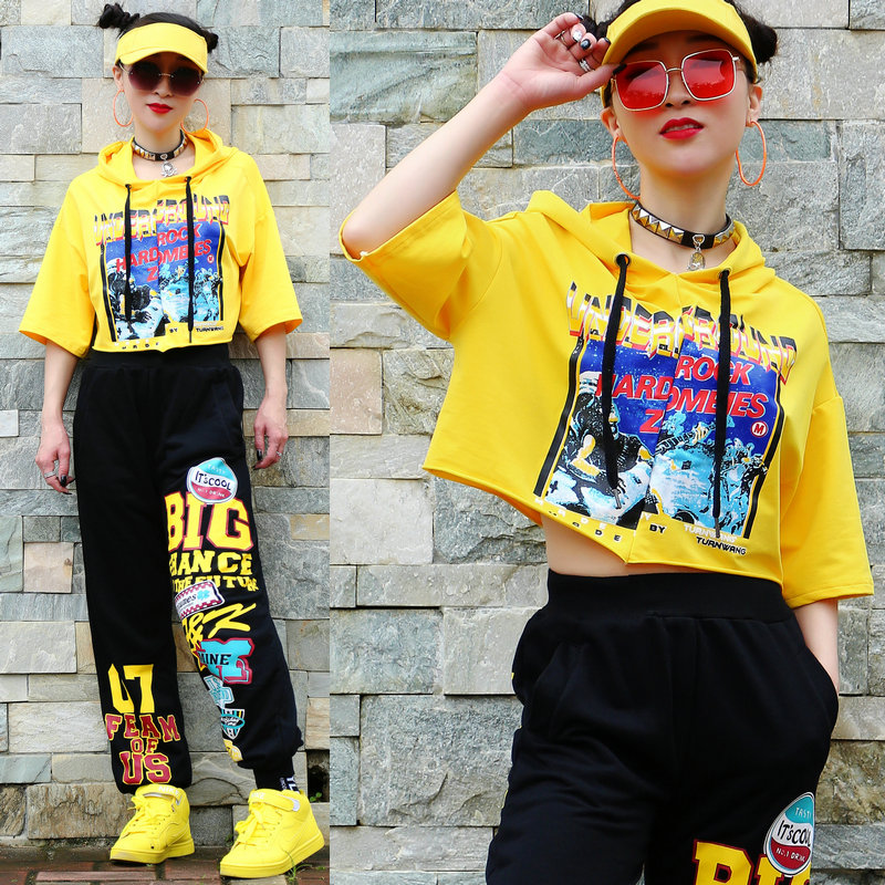 Graffiti Ghost Walk Square Dance New Clothing HIPHOP Street Dance Pants Loose Dancing Sportswear Fitness Suit women-Taobao