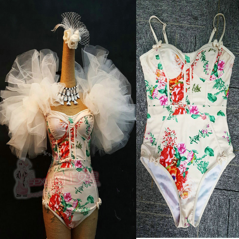 Ds Collar Dance Suit Women's Gogo Performance Suit for male and female singers to perform High-end Bar Walk Show Fluffy Shoulder Accessories