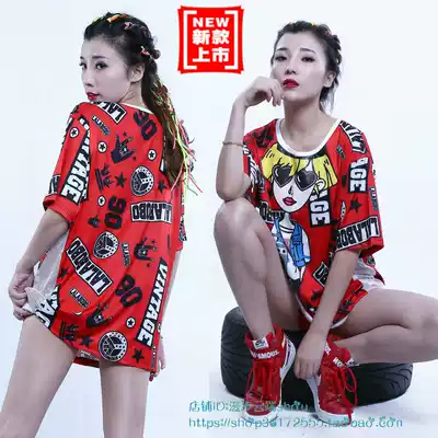 Korean loose hip-hop style women's summer hip-hop clothes fashion trend brand T-shirt women's short-sleeved dance sports top