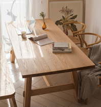 Nordic log dining table solid wood studio training table studio art table long wooden table negotiation table and chair combination