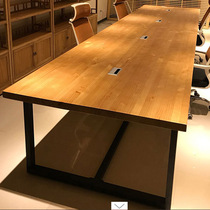 Large solid wood conference table industrial wind iron art desk Workbench American table training table computer desk long table