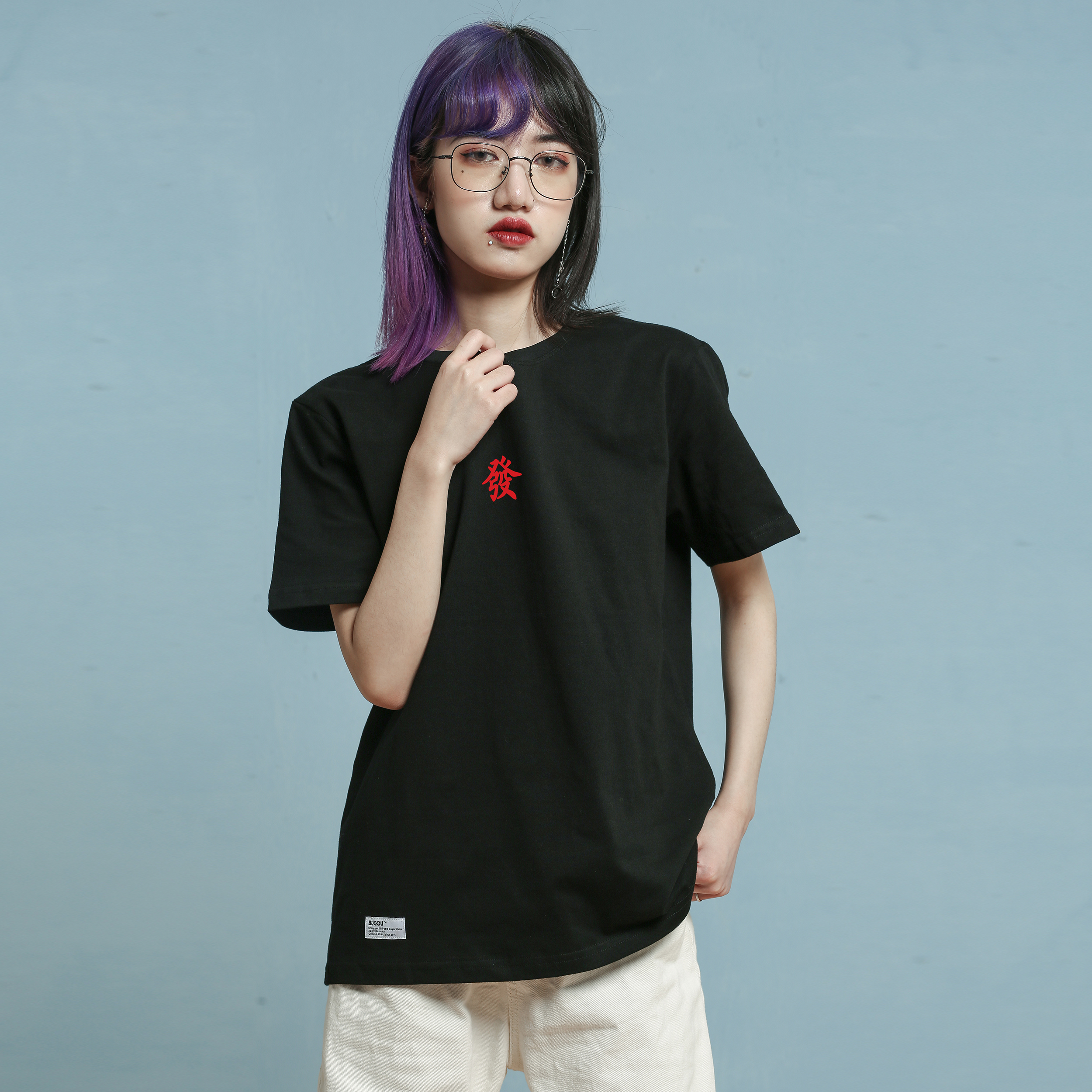 BUGOU original brand hair hair loose all-match national tide T-shirt creative couple wear men's and women's same half-sleeve clothes