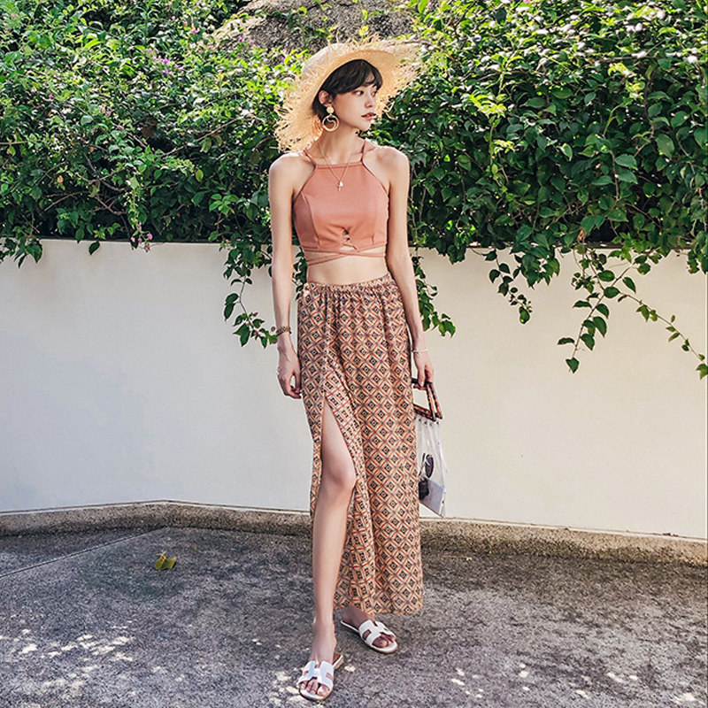 Swimsuit Women 2020 South Korea Ins Nets Red Fairy Pham Sexy Students Gather For Long Dress Spa Two-Style Swimsuit