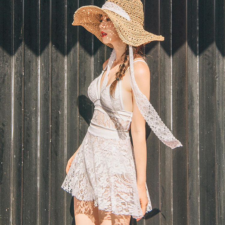 Swimsuit female net red super fairy sexy backless Korean ins wind hot spring swimsuit female conservative one-piece bikini