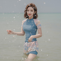 2021 new swimsuit womens summer two-piece set Korea ins net red cover belly thin conservative hot spring split swimsuit