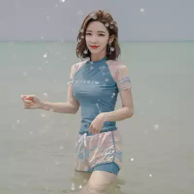 2021 new swimwear women's summer two-piece Korean ins net red belly cover thin conservative hot spring two-piece swimsuit