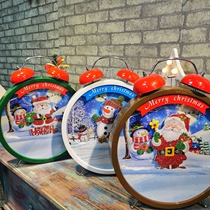 Festive supplies Christmas decorations alarm clock shape cute home decoration music snow with lights clock gift