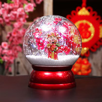 New year gift crystal ball music box red peach blossom fortune snow good luck desktop installation night light