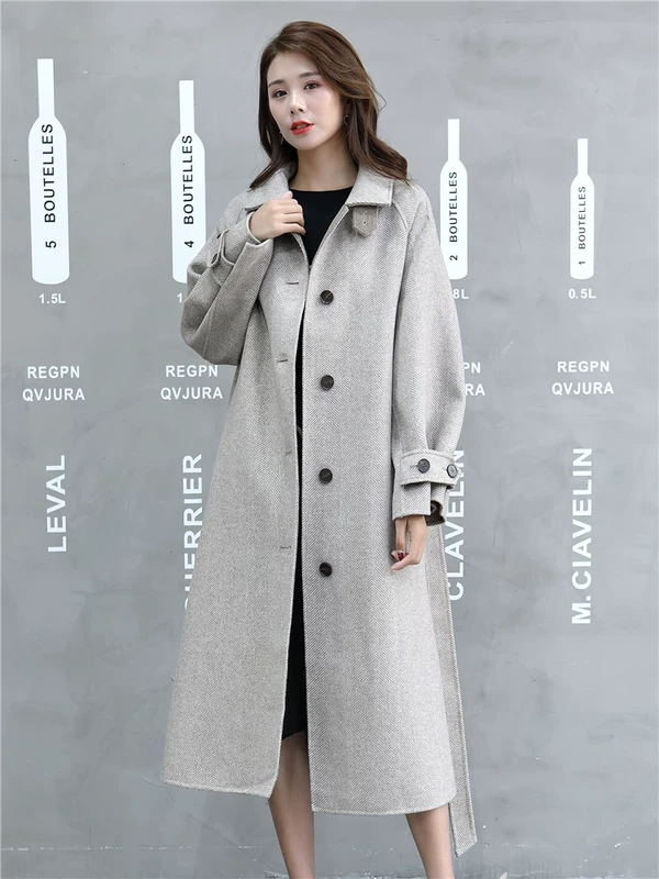 Hai mặt 2019 mới mùa thu và mùa đông len cashmere lỏng thương hiệu lớn llama cashmere alpaca Áo khoác cotton cotton