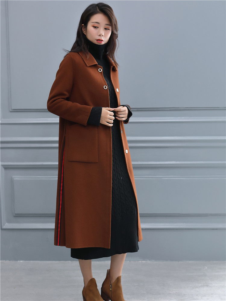2019 mới hai mặt cashmere dài nữ 100% len cashmere thủ công áo khoác len chống mùa áo phao nữ dáng dài hàn quốc
