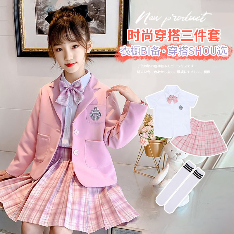 Children's suit ten-year-old spring dress 7 girls bottoming skirt 9JK skirt 10 girls suit long-sleeved primary school autumn skirt