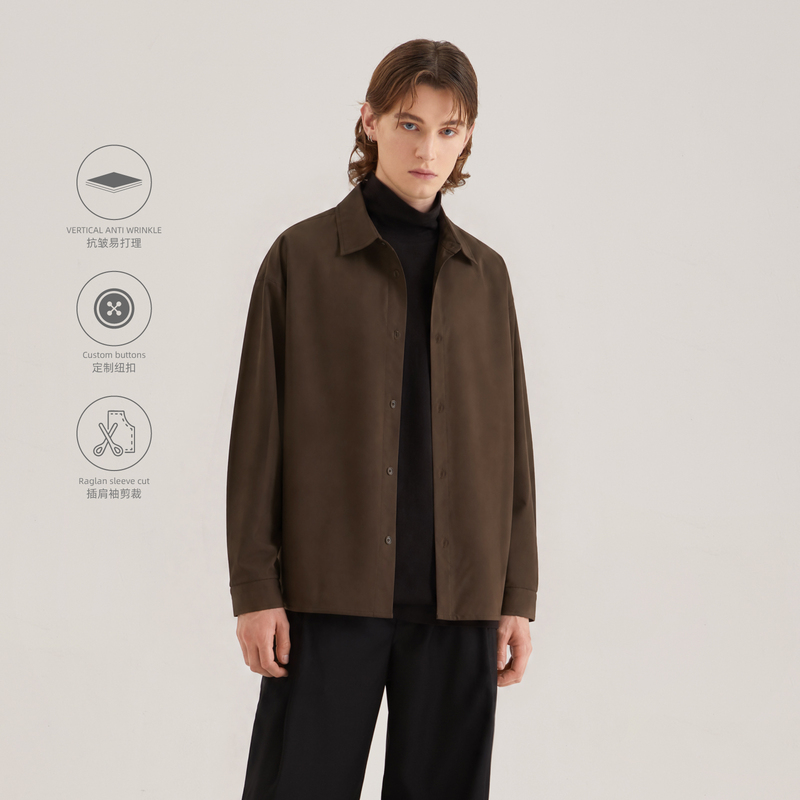 Mono Profile26Aw "Minimalist Aesthetics + Anti-Wrinkle and Water-Repellent" Solid Color Long-Sleeve Casual Shirt for Men in Autumn
