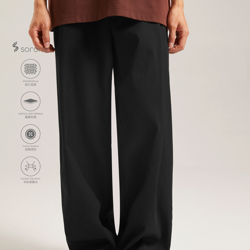 Mono Profile26Ss Simple Commuter Imported Linen Blend Long Pants Loose Straight Wrinkle-Resistant Casual Pants Summer