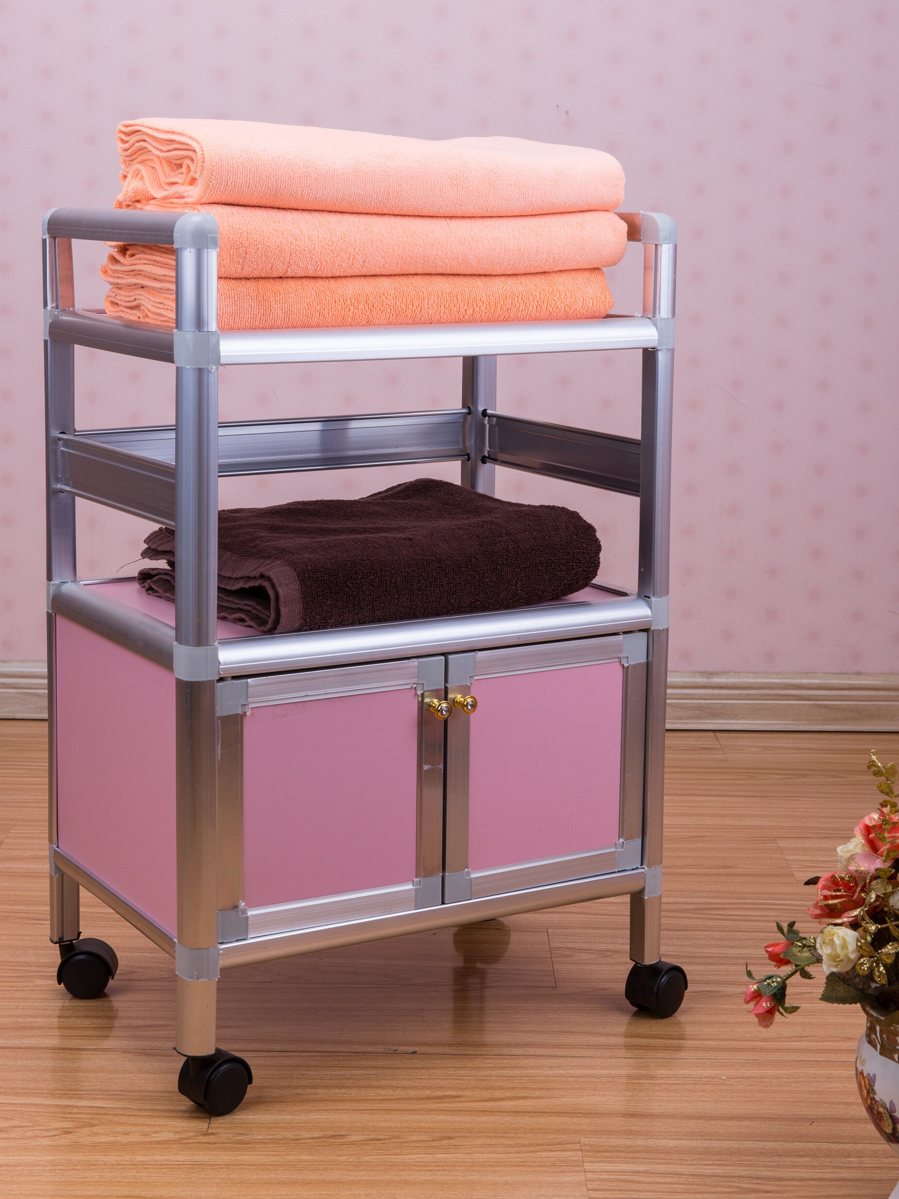 Beauty cart Beauty tool cart with cabinet Three-layer aluminum alloy advanced beauty car three-layer board