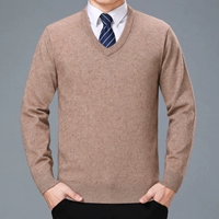 Áo len mùa đông mới 2018 cho nam trung niên nam size lớn áo len cashmere dày cổ chữ V áo gile nam
