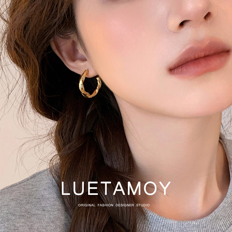 Италия [Дизайнер] Luetamoy, серебряные серьги Мебиус 925 пробы, женские серьги с цирконом в форме буквы С