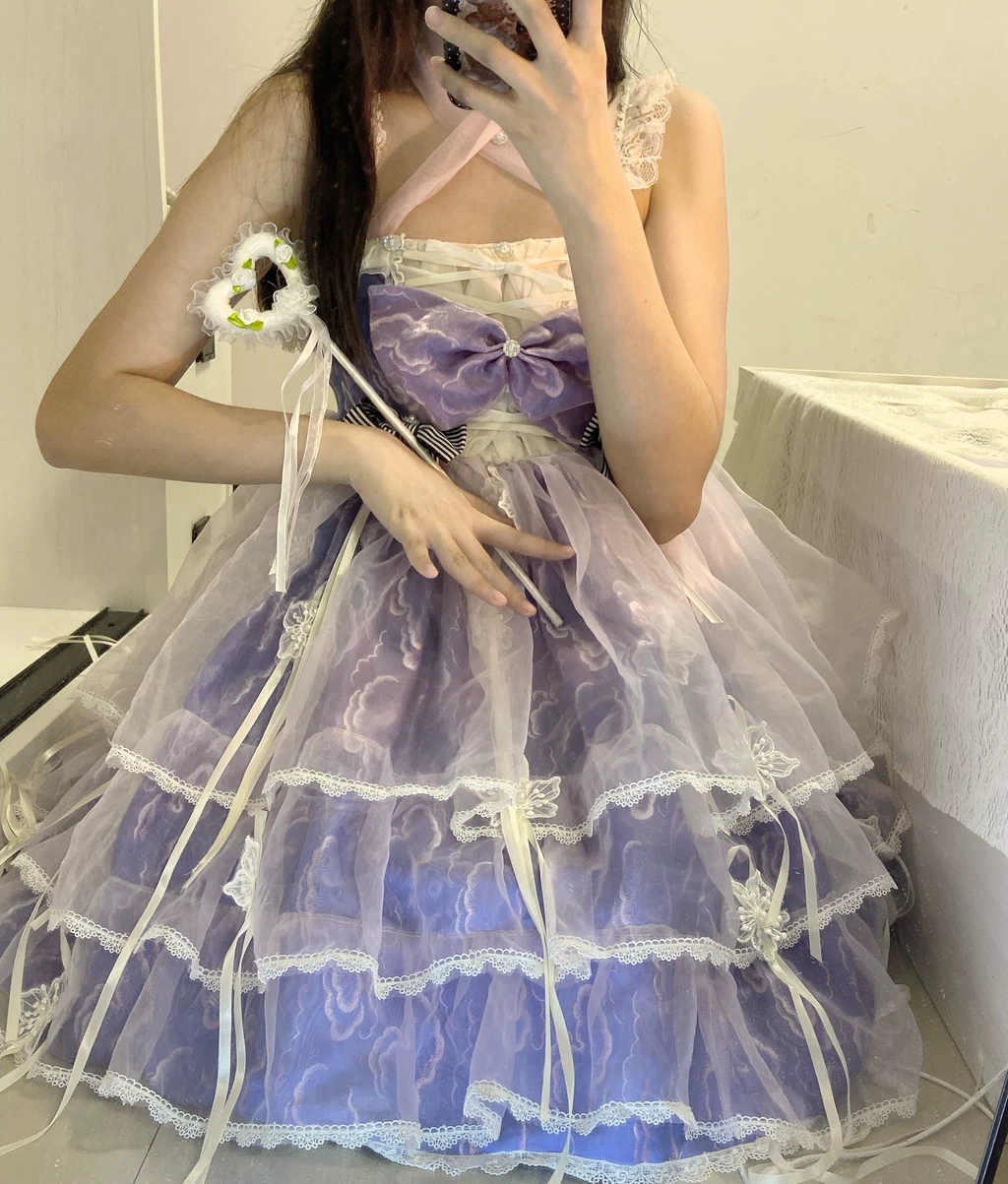 Летнее кружевное платье-slip на бретельках, (Physicals), стильLolita, Lolita Jsk