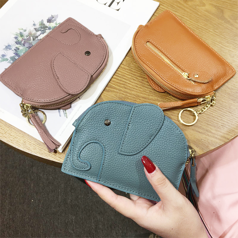 Genuine Leather Wallet Woman 2021 New Fashion Small Wallet Brief Lady Short Lady Short wallet Bull Leather Coin Bag