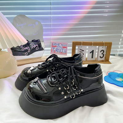 taobao agent Metal Japanese footwear platform with zipper, punk style