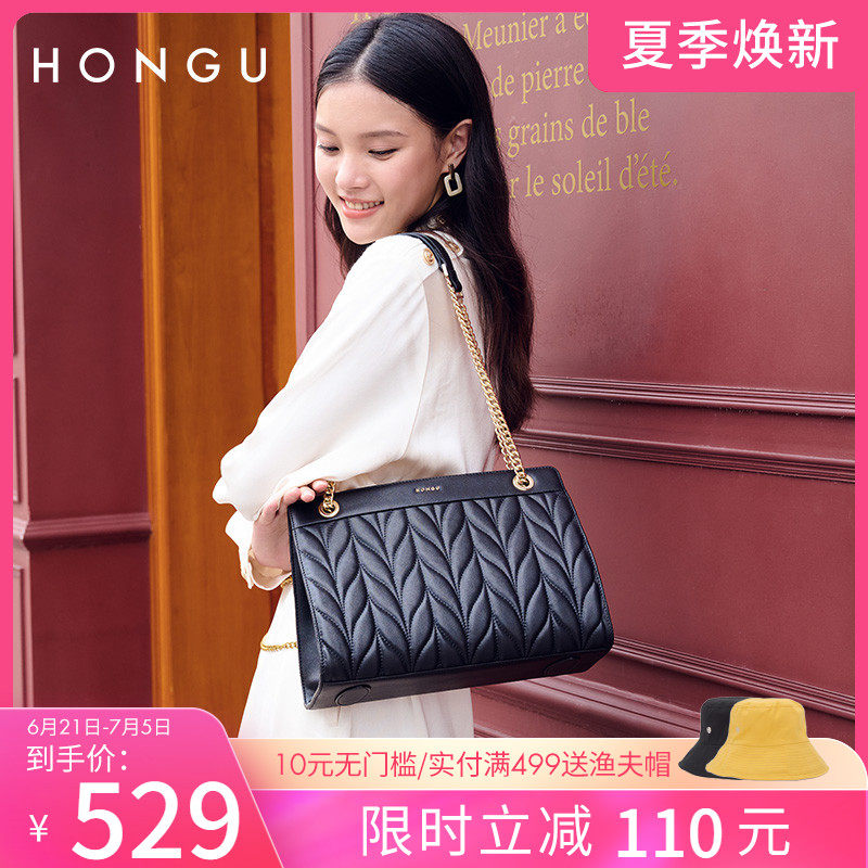 Red Valley Bag Pack Woman 2022 New Temperament Large Capacity Bull Leather Single Shoulder Woman Bag Small Scent Wind Elegant Chain Pack 4176