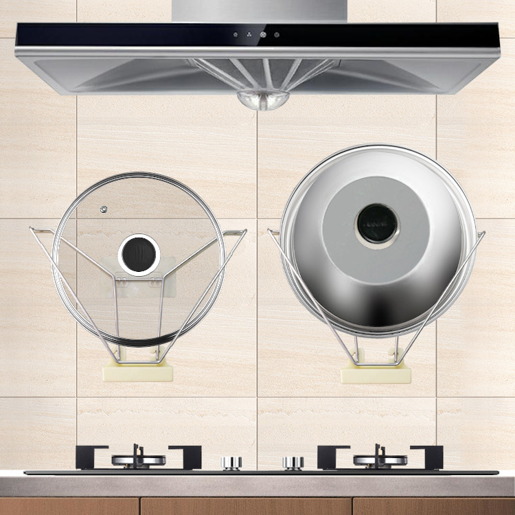 Frying Pan Lid Rack 304 Stainless Steel Wall-mounted Free perforated with defrosting pan Divine Instrumental Kitchen containing shelf