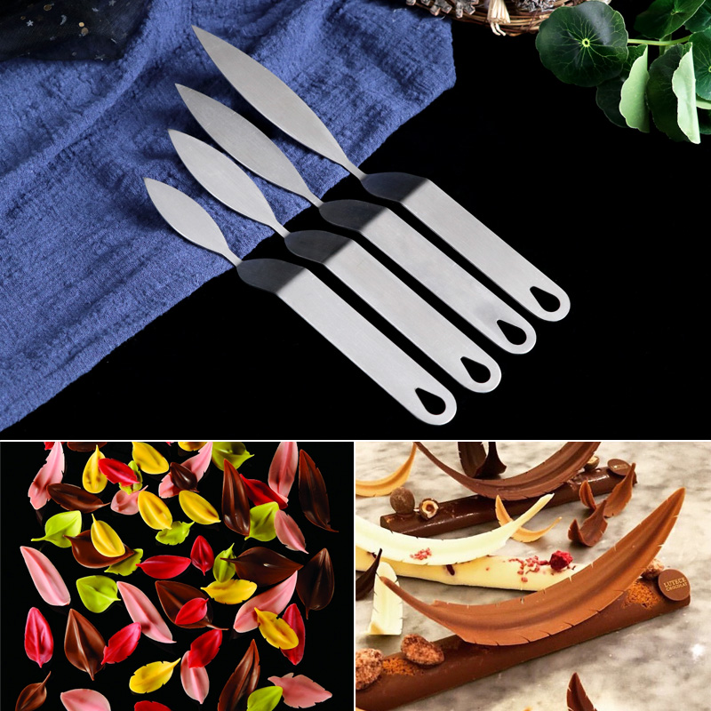 Stainless Steel Feather Knife Chocolate Feather Leaves Decorative Pieces Mousse Cake Styling Mold Baking Tool