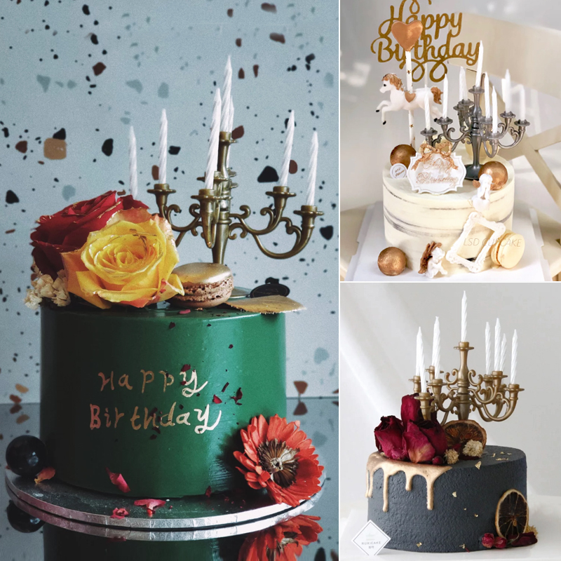 Korean in candlestick fittings birthday cake retro candlestick decorated candle cake decorated with French candlestick