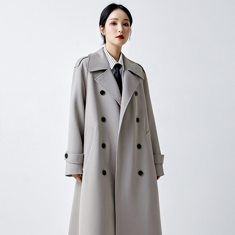 Advanced Sensation Grey Wind Jersey Woman 2021 Chunqiu The new year's popular Korean version of the loose-fitting Korean version of the long version of the coat woman