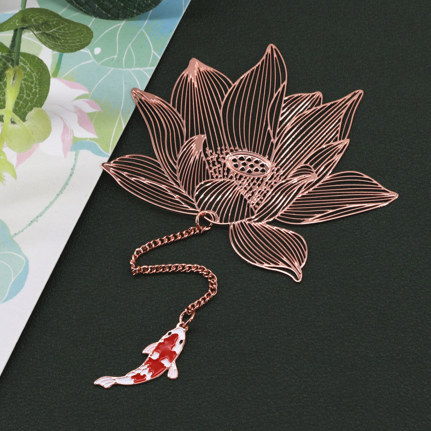Fish play Lotus Chinese style art Metal bookmark National Palace Museum Creative ancient style Student holiday gift