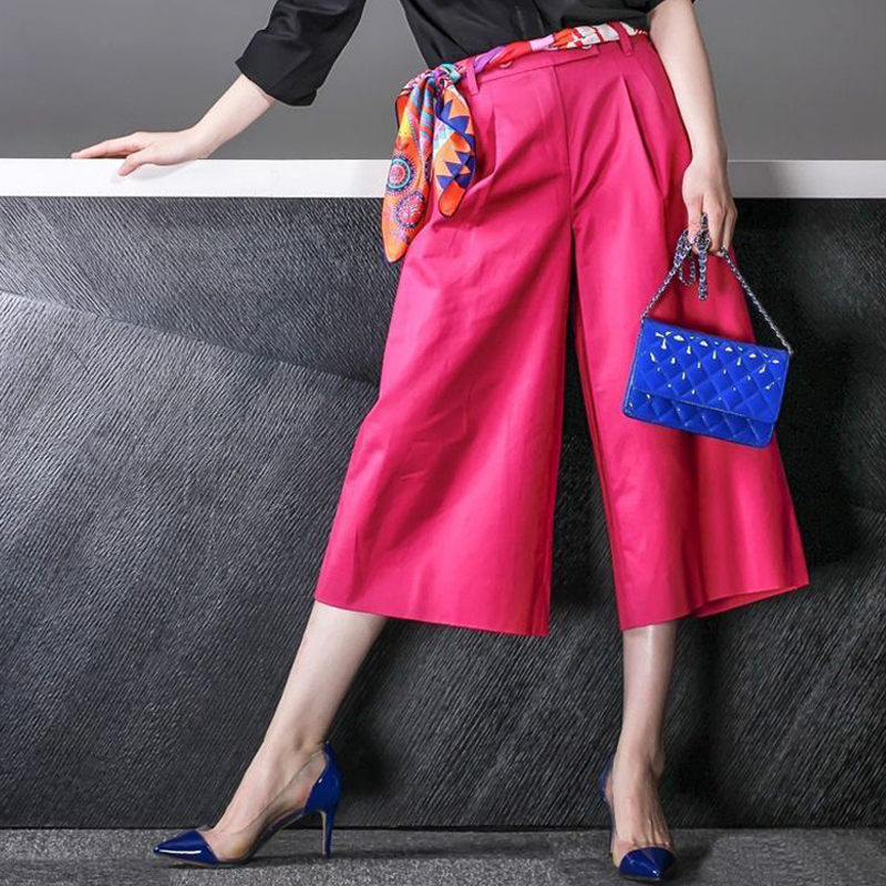 Authentic Gejia Official Store Wide-Leg Pants 2026 Spring and Autumn High-Waisted Casual Loose Straight-Leg Cropped Shorts for Women