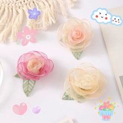 Curtain Embellishment Decorative Accessories Small Jewelry Organza Two-Color Rose Brooch Stereo Hand-Fired Edge Camellia Brooch