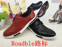 Road sign genuine leather round head lace comfortable soft single shoes youth trend European version sports all-match mens leather shoes