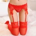 Red garter set vớ garter châu Âu và Mỹ Vớ ren gợi cảm màu đen ống dài cám dỗ đồ lót gợi cảm