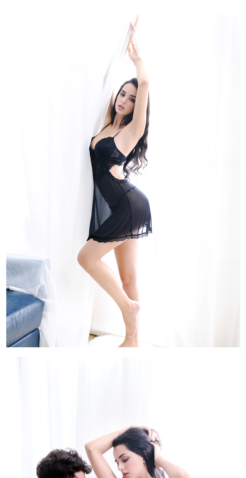 Đồ ngủ gợi cảm mùa hè và mùa thu ren kích thước lớn trong suốt người lớn nóng bỏng đồ lót thép tấm sling ngực pad váy ngủ phụ nữ đầm cho người lớn tuổi