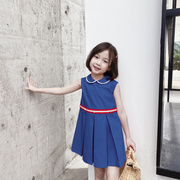 20 mùa xuân / mùa hè cô gái Hàn Quốc phiên bản của không khí màu hồng Tây Tạng xanh Yuanbao cổ áo búp bê váy trẻ em la hét váy vest.