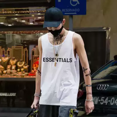FOG double line ESSENTIALS High Street wind letter print vest T-shirt men and women Summer couple loose base shirt