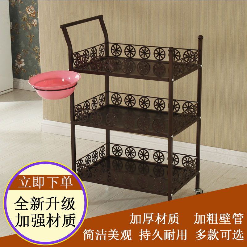 Beauty cart three-layer tool cart iron beauty car beauty salon small cart nail art embroidery fire can storage rack