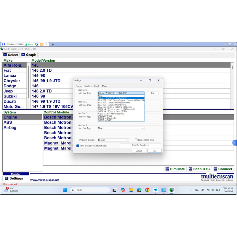 2026 Fiat Fiat Diagnostic Software Alfa Romeo Multiecuscan 5.3