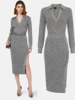 Elegant black and gray tones the charm of a woman side