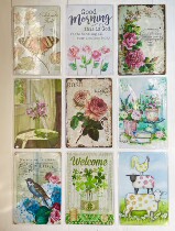 5 Multiple flower printed tin painting wall decoration gardening groceries garden home wall decoration old background
