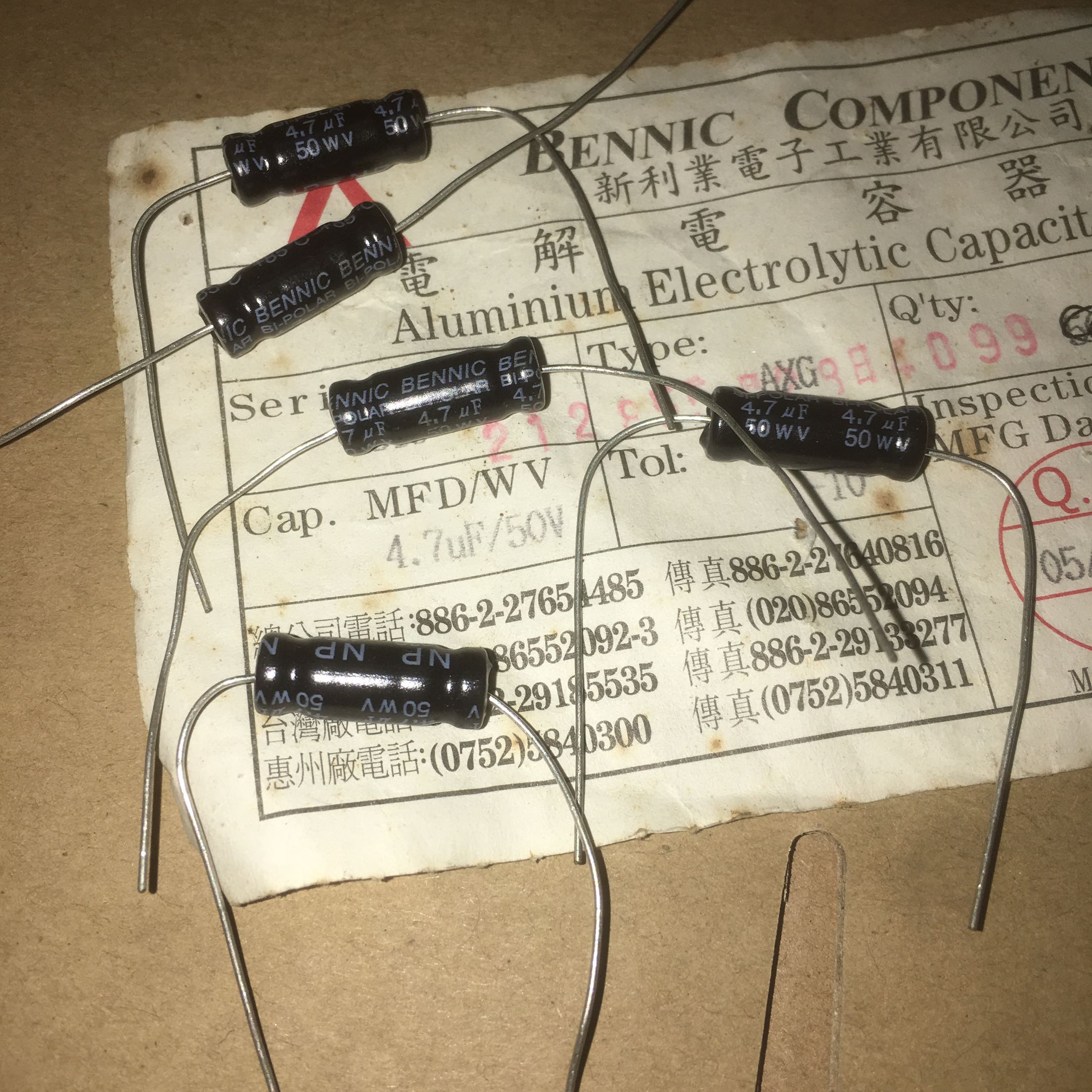10 x 5 yuan 50V4 7UF NP BENNIC axial non-pole diff capacitor