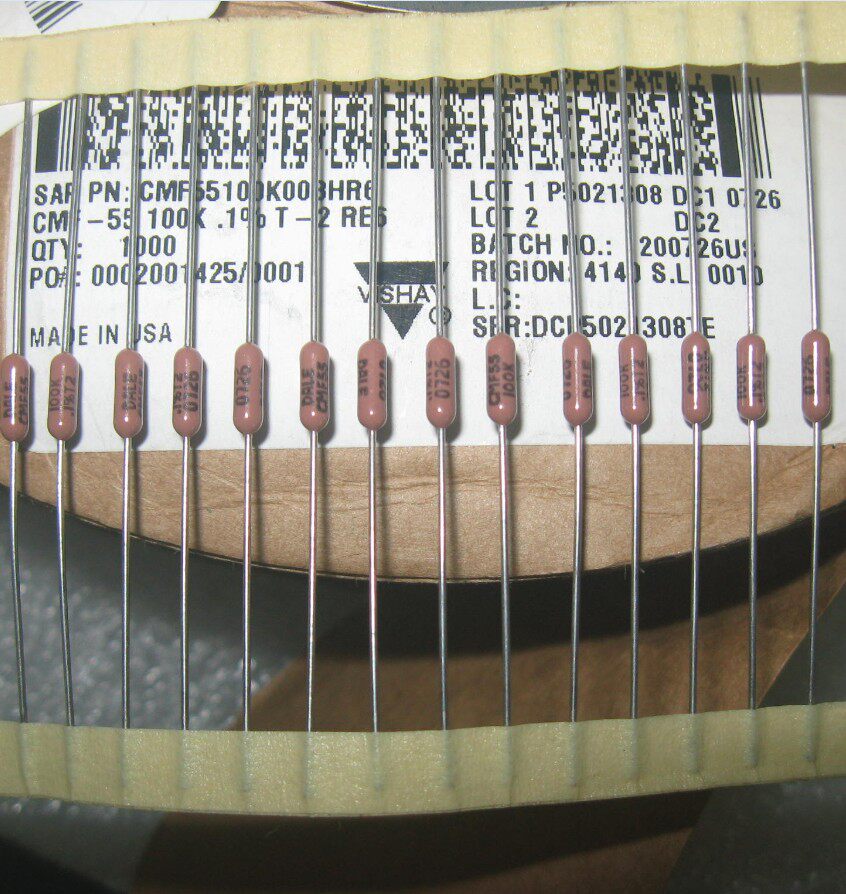 1 2 yuan US DALE 100K 0 1% CMF55 0 25W non-magnetic precision fever resistor