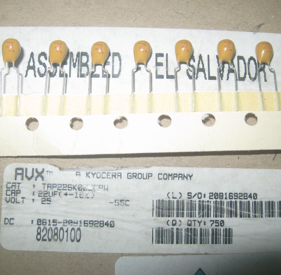 American AVX 25V22UF 10% Bean Grain Tantalum Capacitor Brand-new with 5MM footed shot