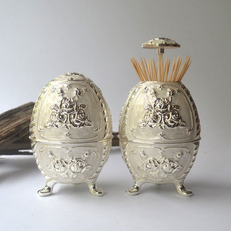 Boutique Silver White Gel Toothpicks Barrel Rose Toothpicks Box Toothpicks Chic Adornment